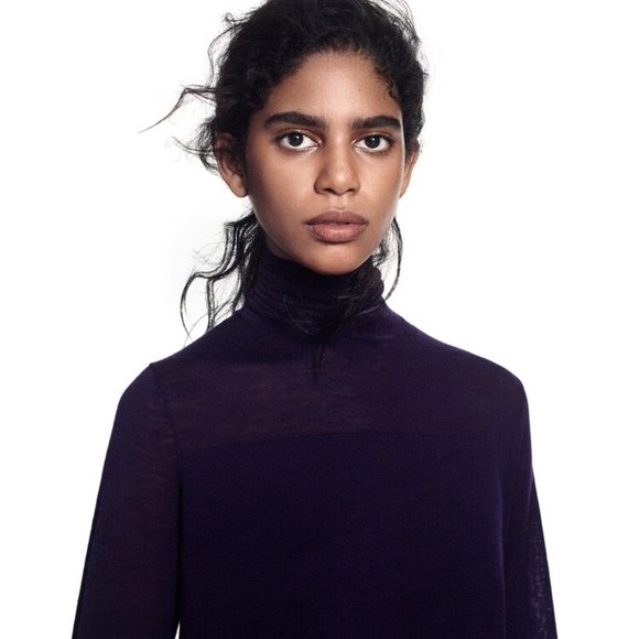 Uniqlo +J Women Extra Fine Merino Dark Purple Turtleneck Sweater - Size XXS - Picture 3 of 9
